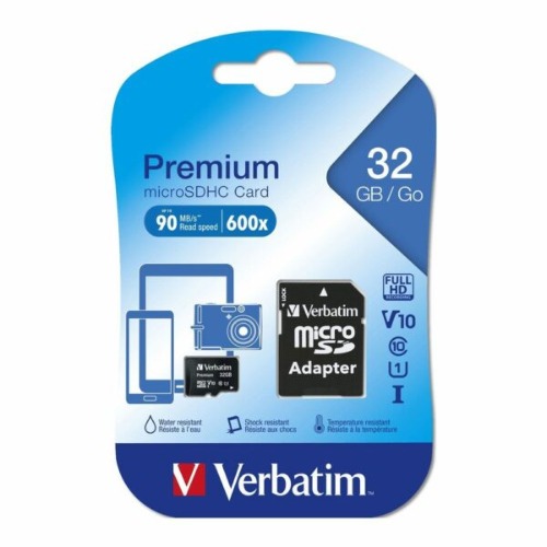 Verbatim 32GB MicroSD SDHC SDXC Class10 UHS-I Memory Card 45MB/s Read 10MB/s Write 300X Read Speed with standard SD adaptor