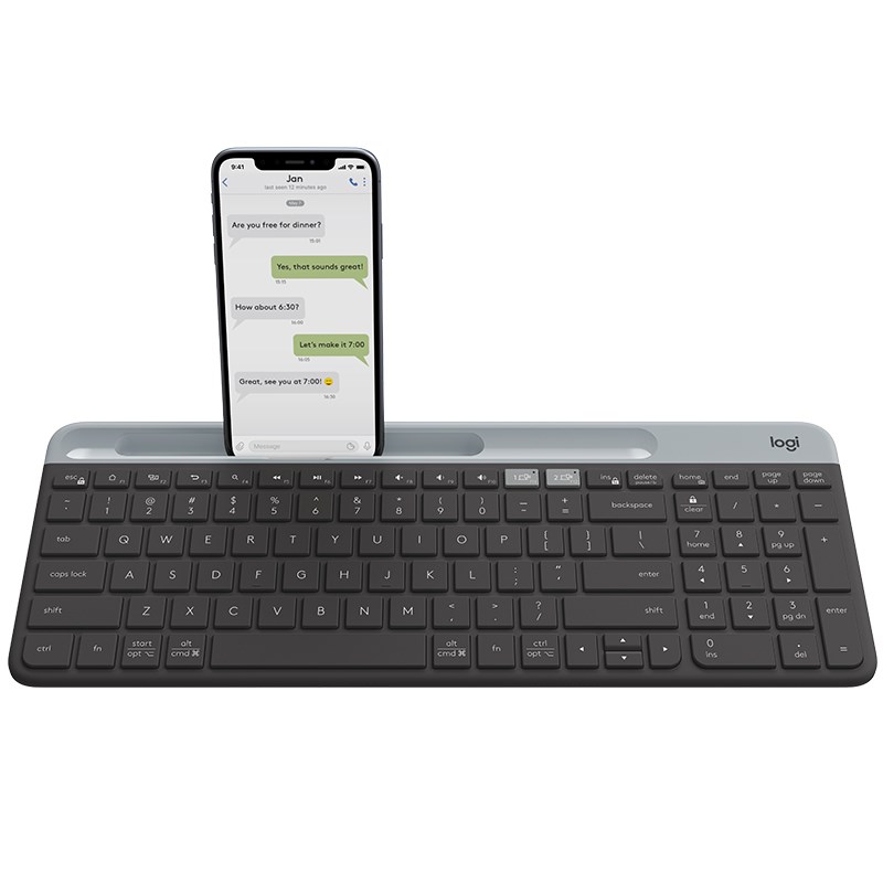 Logitech K580 Slim Multi-Device Wireless Keyboard - 24 months Battery Life,  auto-sleep feature, MacOS/iOS/Android/Windows,  1 Year Warranty- Graphite