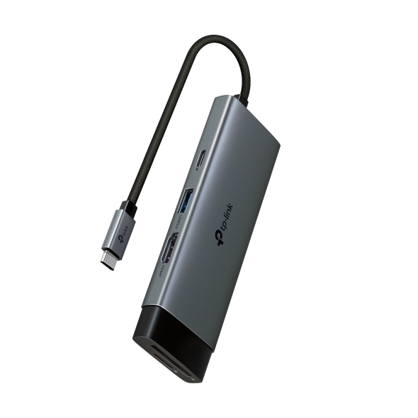 TP-Link UH7021C USB Type-C 7-in-1 Hub,  4K@60Hz HDMI, SD & microSD UHS-I, 100W Power Delivery, 3× USB-A Data Ports.