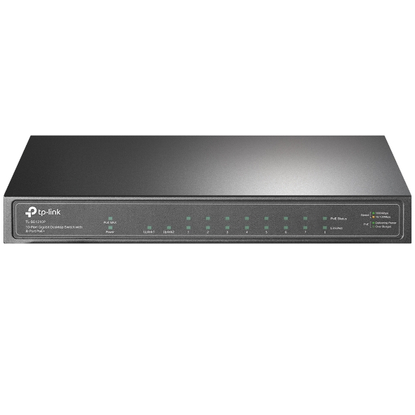 (CH)TP-Link TL-SG1210P 10-Port Gigabit Desktop Switch with 8-Port PoE+ IGMP Snooping 1 Gigabit SFP Slot, Fanless