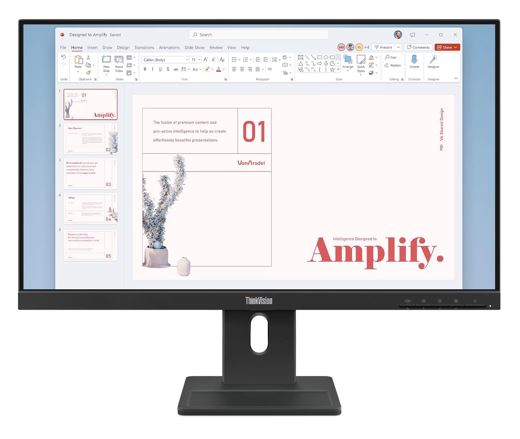 LENOVO ThinkVision E24-40 23.8'/24' 100Hz FHD IPS Monitor 1920x1080 16:9 4ms Height Adjust Tilt Pivot Swivel HDMI DP VGA Speakers VESA