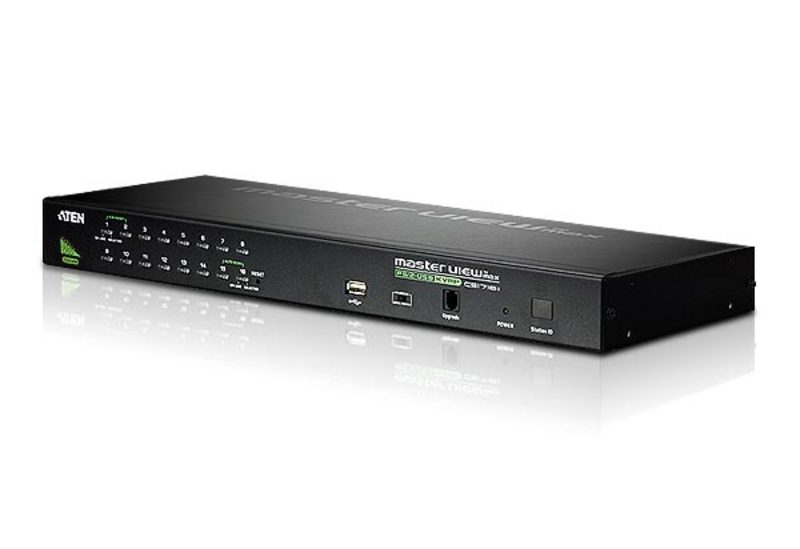 Aten 16 Port Rackmount USB-PS/2 VGA KVMP Switch with USB 2.0 Hub and Daisy Chain, Superior video quality - up to 2048 x 1536; DDC2B