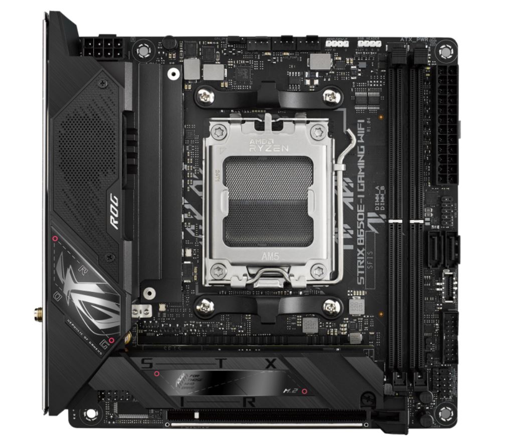 ASUS AMD B650E ROG STRIX B650E-I GAMING WIFI (AM5) Mini-ITX Motherboard, DDR5 96GB, PCIe 5.0, 2× M.2, Wi-Fi 6E, 2.5GbE