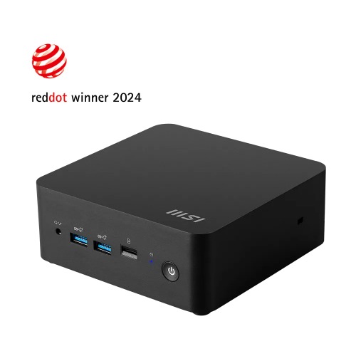 MSI Cubi NUC 1M-002BAU Black, Barebone NUC Tall, Core 3 100U/Up to DDR5/2*M.2+1*2.5'SSD&HDD/2*HDMI/2*TBT/2*LAN/Wifi6E/Card Reader/Switch Cable/3Y