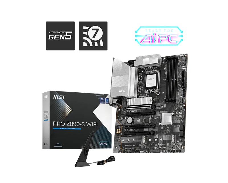 MSI PRO Z890-S WIFI, INTEL Z890, 4x DDR5 256GB, 1x HDMI, 4x PCI-E x16 slot, 3x M.2, 4x SATA, 4x USB 2.0, Intel® Wi-Fi 7