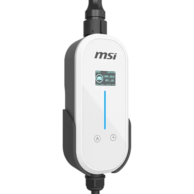 MSI Portable EV Charger White Ezgo 10A+15A+Home kit, Single Phase, 230V, 1PH, 2.3KW & 3.4KW, 5M Type 2 Charging gun, 1.8'LCD,  IP66, 1.5T, Bluetooth