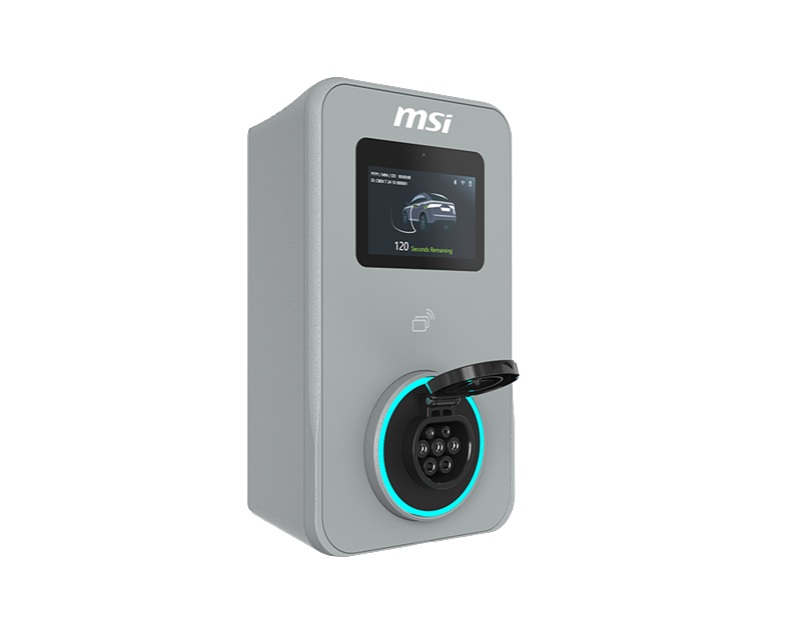 MSI Eco Premium Max(OCPP) 22kW (Gray), 22kW 3-phase 380–415V 32A; 7/11kW 1-phase; OCPP2.0.1; IP65/IK08; 5in display; WiFi; app; RFID/4G optional