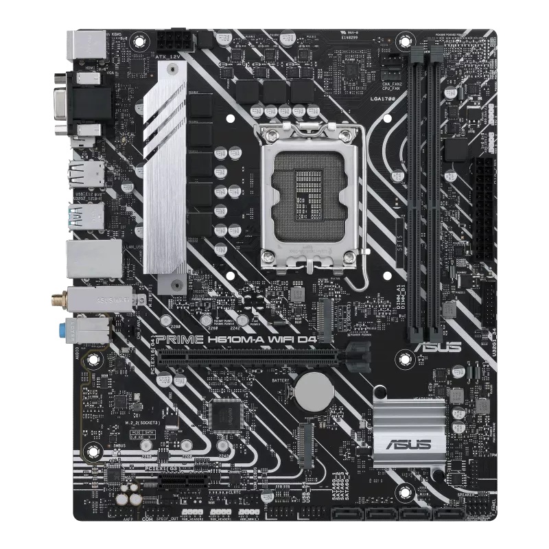 ASUS PRIME H610M-A WIFI D4-CSM mATX-Motherboard, LGA1700, DDR4 64GB, PCIe 4.0, 2× M.2, Wi-Fi 5, 1GbE