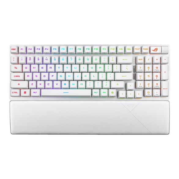 ASUS ROG Strix Scope II 96 RX Wireless Keyboard - White, USB-C / BT 5.1 / 2.4GHz,  RGB Per-Key, NKRO,  8000Hz,  2m Cable, AURA Sync