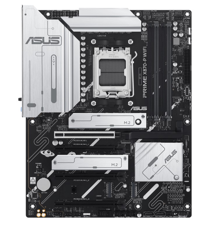 ASUS AMD PRIME X870-P WIFI-CSM (AM5) ATX Motherboard, DDR5 192GB, 1x PCIe 5.0 x16 slot, 4 x M.2 slots, 2x SATA, Wi-Fi 7, 1 x HDMI