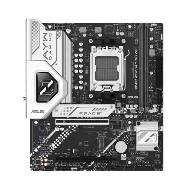 ASUS AMD B850M AYW GAMING WIFI (AM5) Micro-ATX Motherboard, 2DIMM, 128GB DDR5, 8200+MT/s, PCIe5.0  x16, x2 M.2, WiFi6, 2.5GbE, USB 10Gbps, HDMI2.1