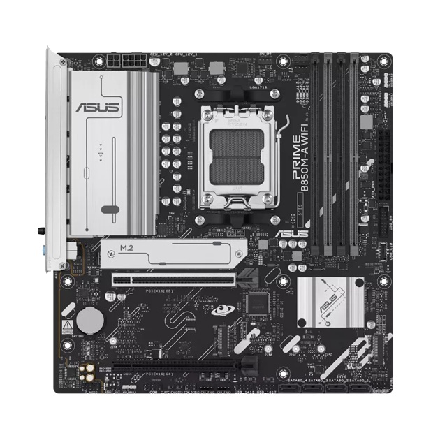 ASUS AMD PRIME B850M-A WIFI-CSM (AM5) mATX Motherboard, DDR5 256GB, 1x PCIe 5.0 x16, 3x M.2 slots, 4x SATA, Wi-Fi 6E, 2.5Gb LAN, 1x HDMI, 2x DP
