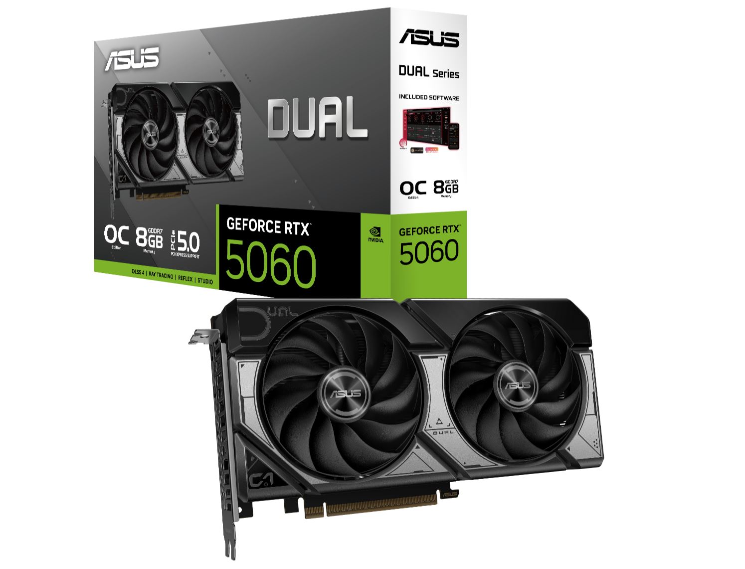 ASUS nVidia Dual GeForce RTX™ 5060 8GB GDDR7 OC Edition, 614 TOPs, 3840 CUDA, 28Gbps, 128-bit, PCIe 5.0, 2.5-Slot