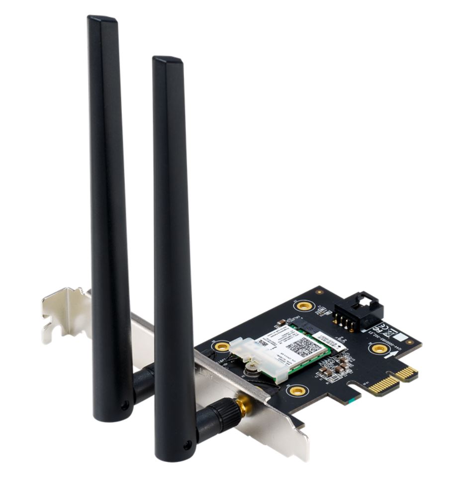 ASUS PCE-AX3000 WiFi 6 PCIe Adapter, AX3000, 2402Mbps + 574Mbps, Bluetooth 5.0, PCIe x1, Windows 10 64-bit/Linux