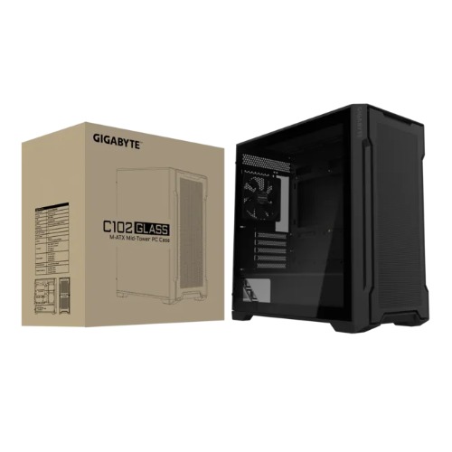 Gigabyte C102 GLASS BlackMid Tower case, Mini ITX / Micro ATX, 5x Expansion slots, 2x 3.5' Drive Support, 3x 2.5' Drive Support, 2x USB 3.0, 120mm Fan