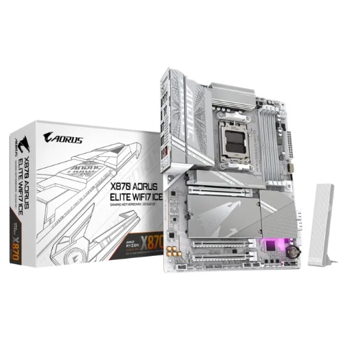 Gigabyte X870 AORUS ELITE WF7 ICE AMD AM5 ATX Motherboard 4x DDR5~256GB,3x PCIe x16, 4x M.2, 4x SATA 6, 4x USB 3.2, 4x USB2.0, 2x USB-C,