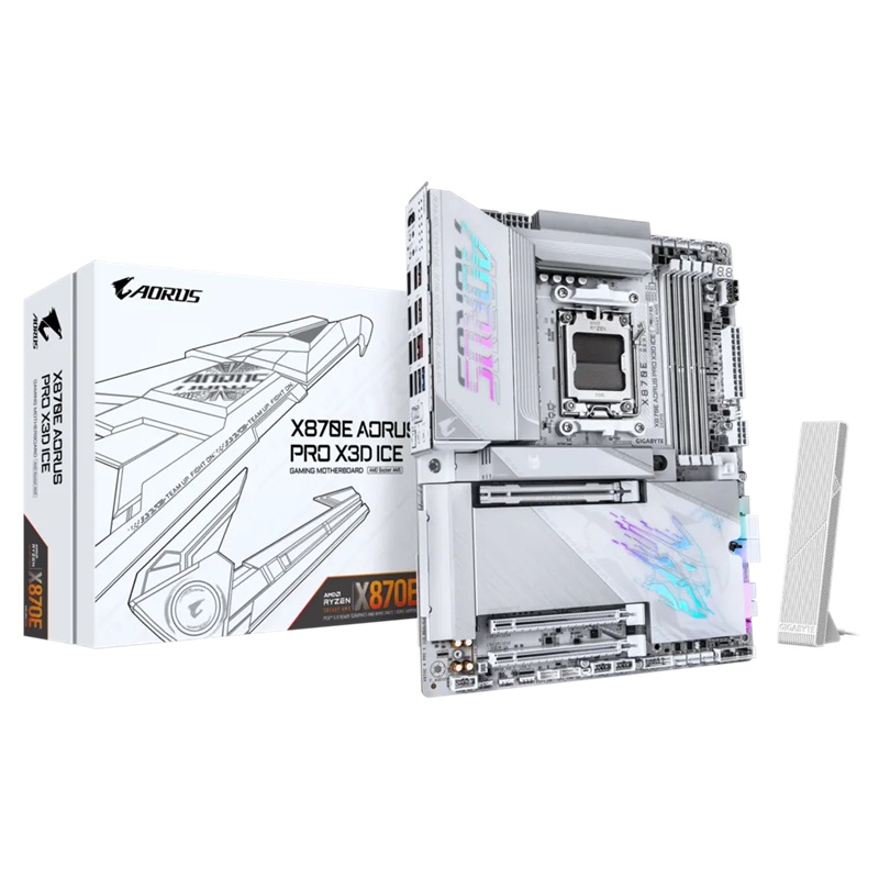 Gigabyte X870E A PRO X3D ICE: AM5, DDR5 256GB, ALC1220, 5GbE LAN, Q-Flash, Smart Backup, GCC, ATX, Win11, Ryzen 7000–9000