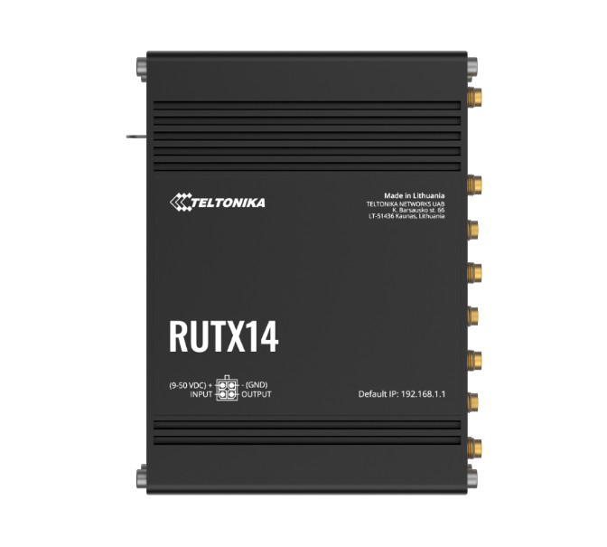 Teltonika RUTX14 4G LTE CAT12 Industrial Cellular Router, Instant LTE Failover, Dual Band WiFi 802.11ac, GNSS/GPS and Bluetooth LE, PSU included