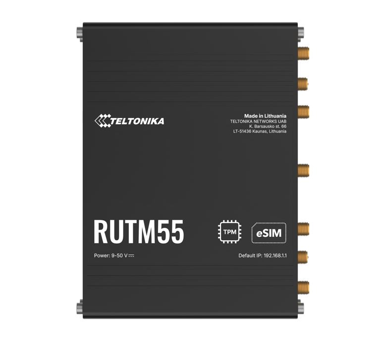 Teltonika RUTM55 Dual 5G Router, Dual SIM & eSIM™, Telit 5G Modem, Auto-Failover, Ethernet, Serial (RS232, RS485), 3-PIN POWER INPUT