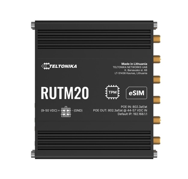Teltonika RUTM20 COMPACT 5G ROUTER, Global 5G Telit, Dual SIM & eSIM, Active PoE, PSU included