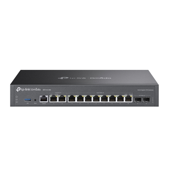 TP-Link ER7412-M2 Omada Multi-Gigabit VPN Router, Quad-core CPU, 2x2.5Gbps RJ45, 10x Gigabit WLAN/LAN Ports(2x SFP), 1x USB3.0, MultiWAN Load Balance