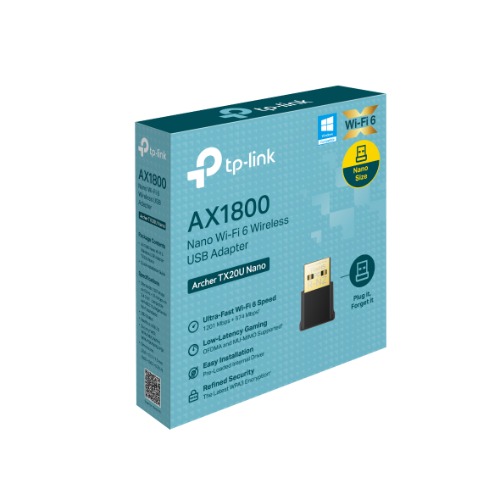 TP-Link Archer TX20U Nano AX1800 Nano Wi-Fi 6 Wireless USB Adapter, 1201 Mbps at 5 GHz + 574 Mbps at 2.4 GHz, Internal Antennas, USB 3.0