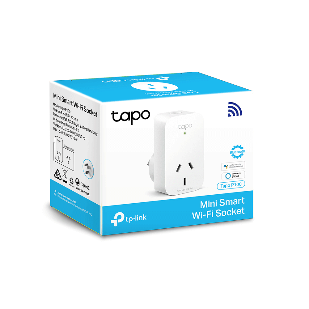 TP-Link Tapo P100(1-pack) Mini Smart Wi-Fi Socket Smart Plug, Remote Control,  Voice Control, Away Mode, Easy Setup and Use