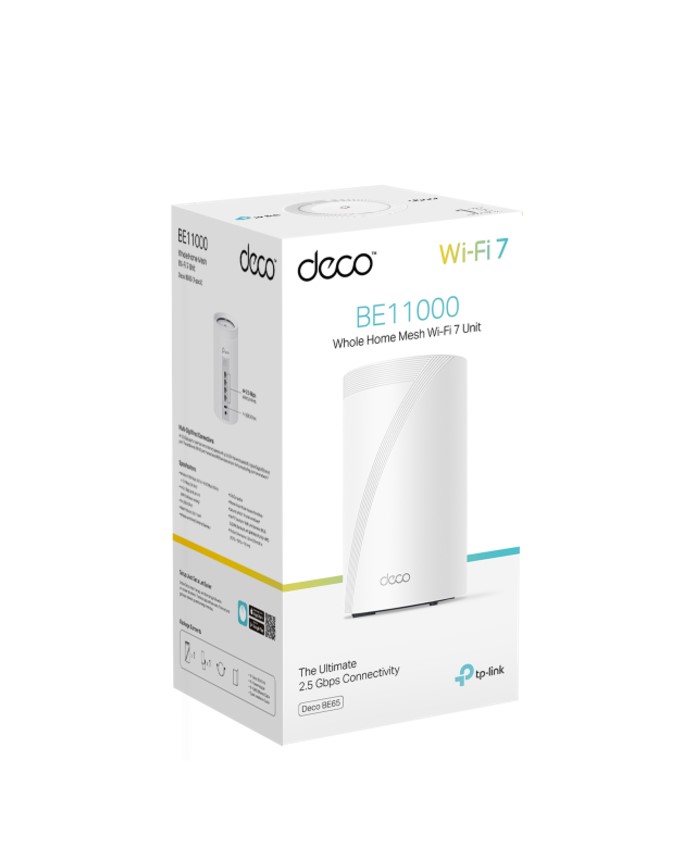 TP-Link Deco BE65 BE11000 Whole Home Mesh Wi-Fi 7 System (WIFI7), 574 Mbps at 2.4 GHz + 4320 Mbps at 5 GHz + 5760 Mbps at 6 GHz