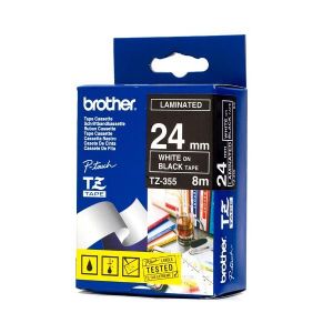 Brother 24MM White On Black TZ