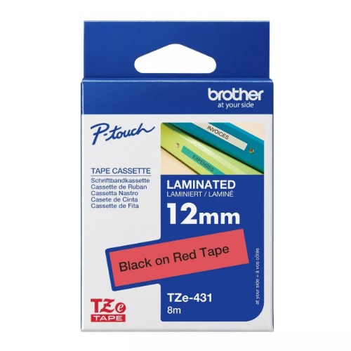 Brother TZE-431 12MM BLACK ON RED TZE TAPE