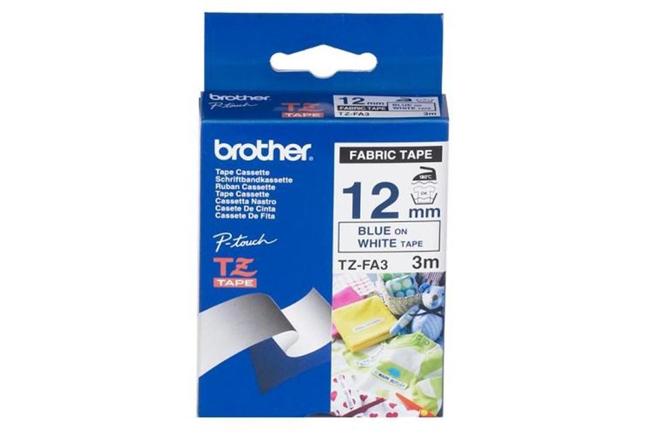 Brother 12MM Blue White Tape Fabric TZE Tape
