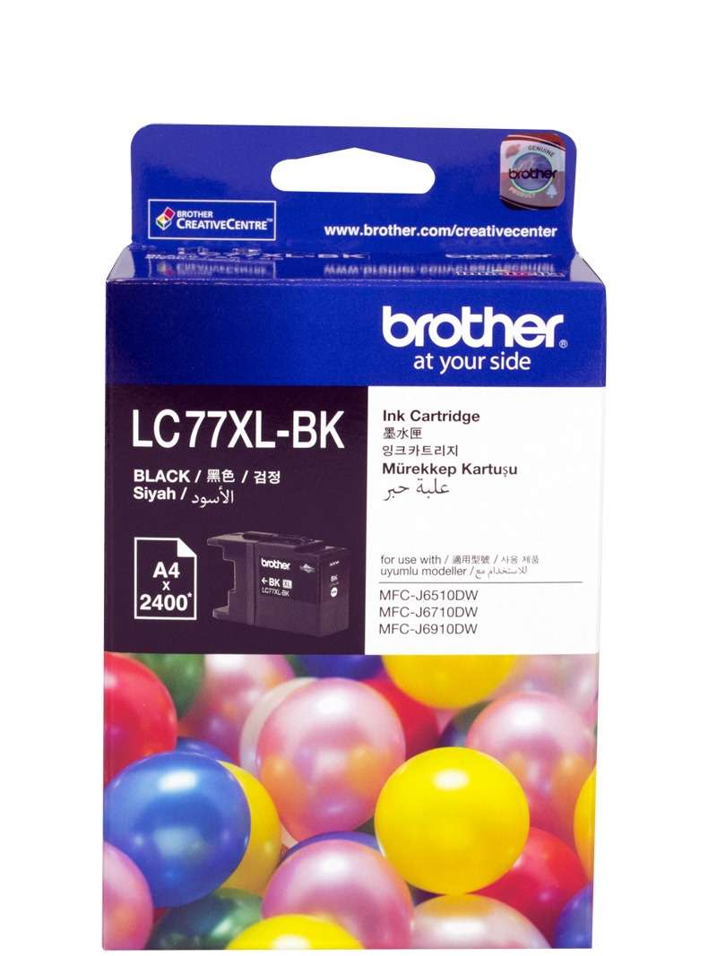 Brother LC-77XLBK Black Super High Yield Ink Cartridge- MFC-J6510DW/J6710DW/J6910DW/J5910DW - up to 2400 pages