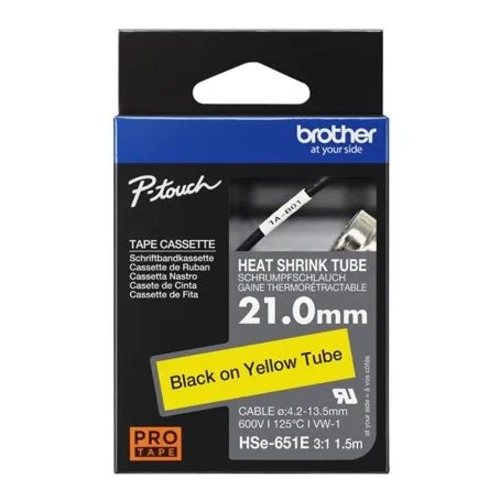 Brother HSE-651E - 21.0MM BLACK ON YELLOW HEAT SHRINK TUBE CATRIDGE 3:1 (compatible with PT-E300VP/E550WVP/D800W/P750W/P900W/P950NW)