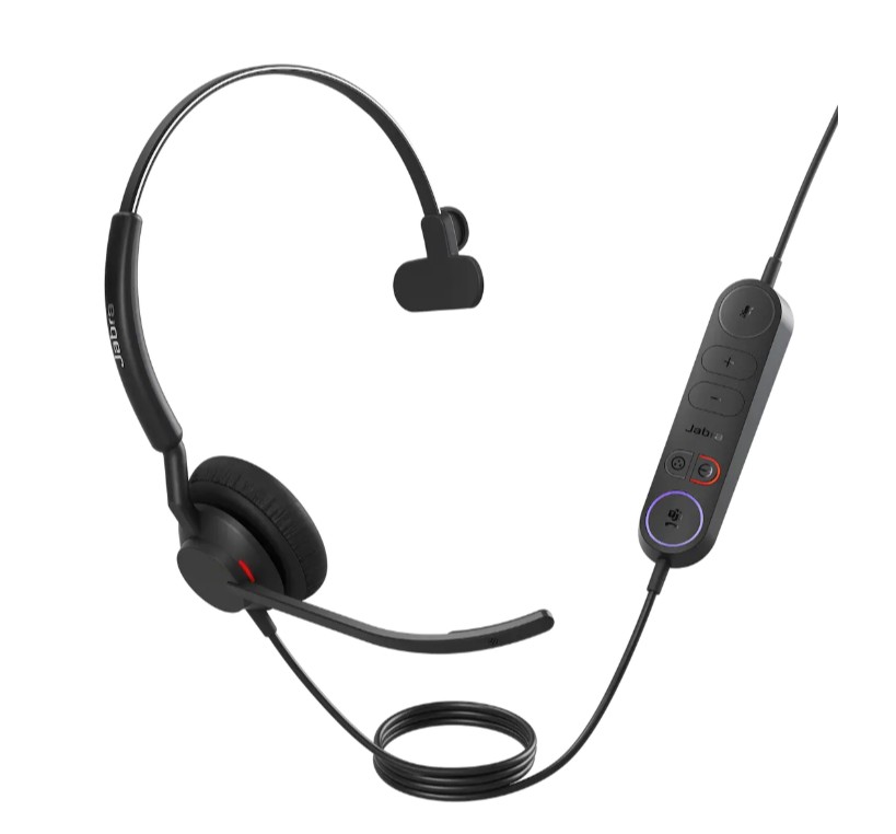 Jabra Engage 40 (Inline Link) MS Teams Mono USB-C/A Corded Headsets, Lightweight & sturdy, Double the mic, Busylight, Hearing Protection Audio Quality