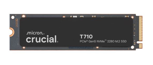 Crucial T710 1TB PCIe Gen5 NVMe 2280 SSD - 14900/13700 MB/s R/W 600TBW 2.2M IOPs 1.5M hrs MTTF with DirectStorage for Intel & AMD 5yrs