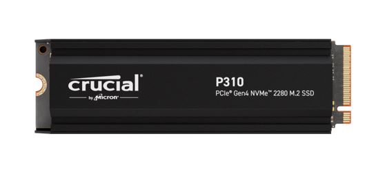 Crucial P310 4TB Gen4 2280 NVMe SSD Heatsink 7100/6000 MB/s R/W 800TBW 1000K/1000K IOPS 1.5M hrs MTTF Full-Drive Encryption M.2 PCIe4 5yrs