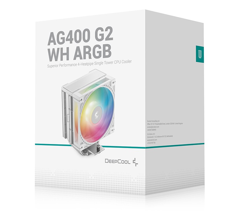 DeepCool AG400 ARGB G2 WH Superior Performance 4 Heatpipe Single Tower CPU Cooler