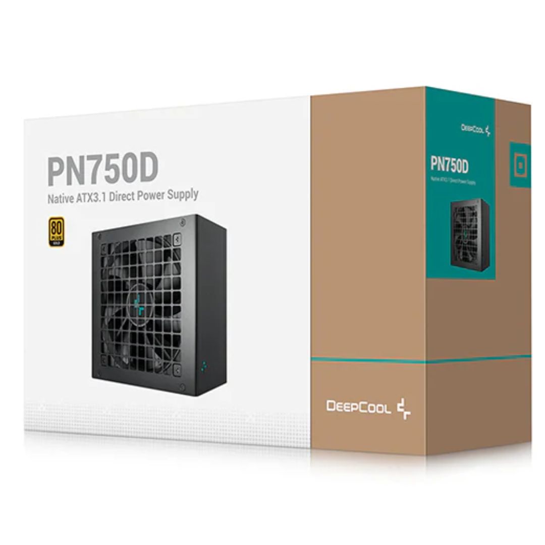 DeepCool PN750D 750W 80+ Gold Certified Non-Modular ATX Power Supply (Direct Cable), 120mm Fan, Japanese Capacitors, DCtoDC, ATX12V V3.1, 100,000 MTB