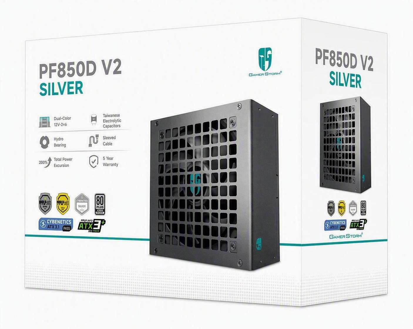 DeepCool PF850D V2 850W Gamer Storm 80+ Silver/Cybenetics Non-Modular ATX Power Supply, Taiwanese Capacitors, ATX12V V3.1