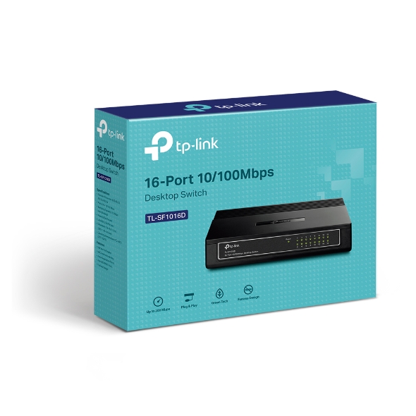 (E)(CH)TP-Link TL-SF1016D 16-Port 10/100Mbps Desktop Switch or wall-mounting design Plug and play 3.2Gbps Switching Capacity Auto-MDI/MDIX Supports MA