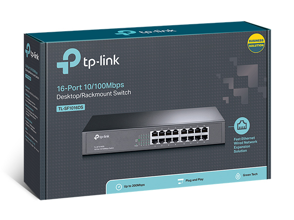 (E)(CH)TP-Link TL-SF1016DS 16-Port 10/100Mbps Smart Switch or wall-mounting design Plug and play 3.2Gbps Switching Capacity Auto-MDI/MDIX Supports MAC