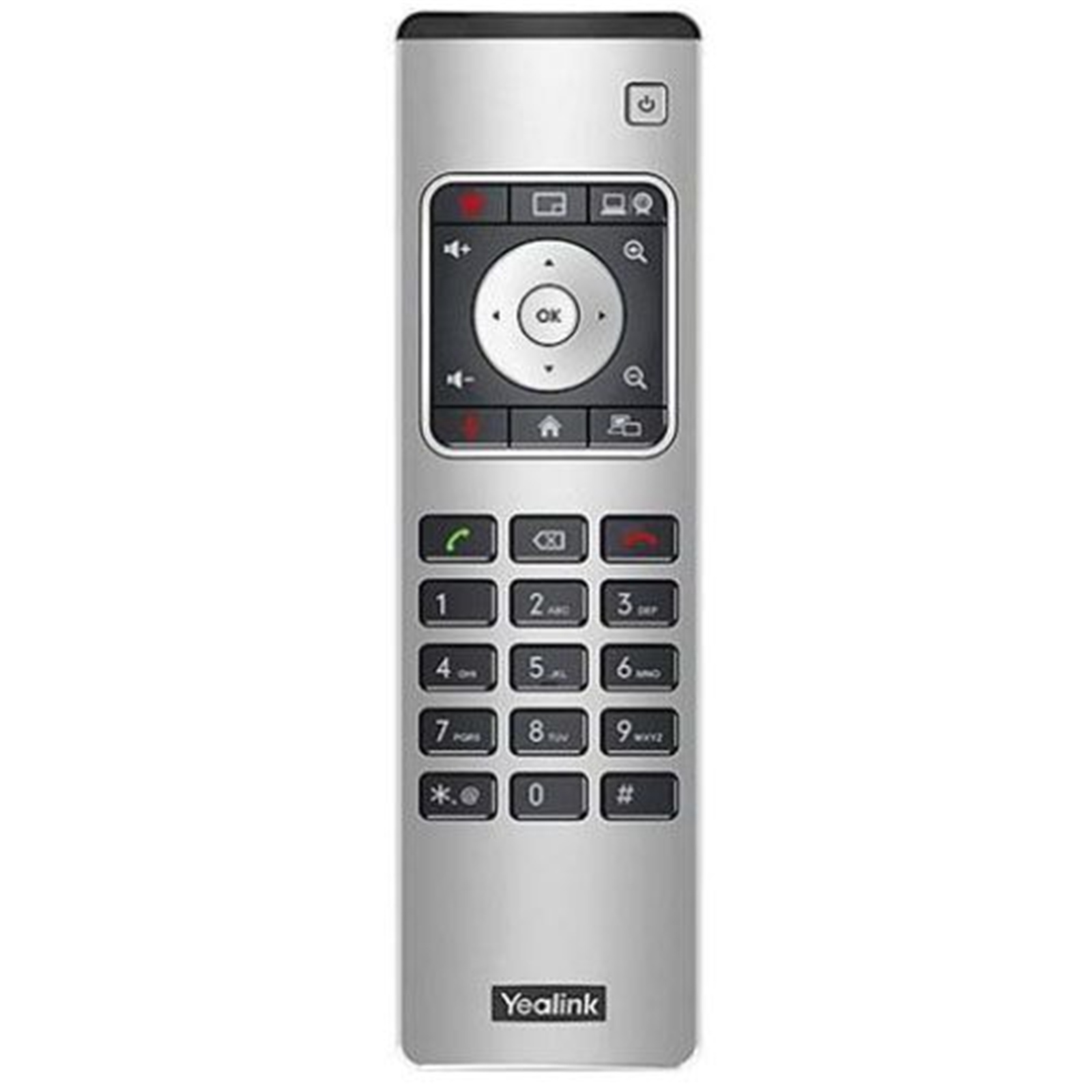 Yealink VCR11 remote control, MVC room systems, MeetingBar A20 A30 A40, camera PTZ, camera presets, mute, volume, call control, keypad