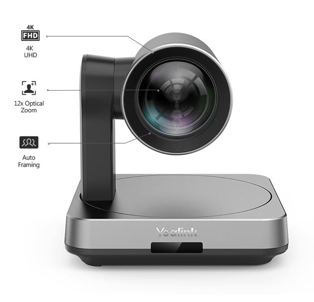 Yealink UVC84 Video Conference Camera for Medium and Large Room, True 4K Ultra HD Video, 12x optical and 3x digital zoom,