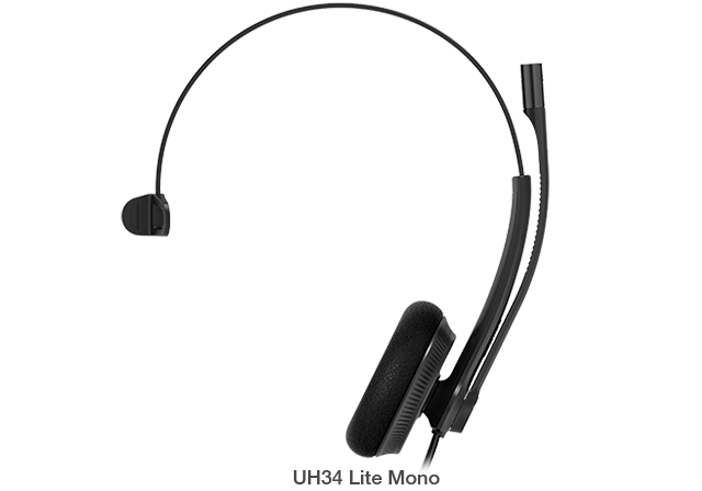 Yealink UH34 Lite Mono Teams USB Headset, Lightweight, All Day Wearing Comfort, Ear Wideband Noise Cancelling Microphone, Foamy Ear Cushions, USB-A