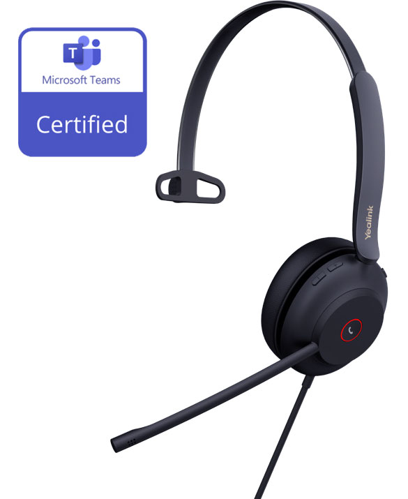 *last stock Yealink UH37 Microsoft Teams Certified USB Wired Headset, Mono, USB-A 2.0, 35mm Speaker, Busylight, Leather Ear Cushion, HD Audio