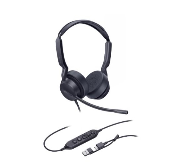 *LS Yealink UH42SE Dual UC USB-C/A, USB Wired Headset, Noise-Canceling Microphone, Leather Ear Cushions Control