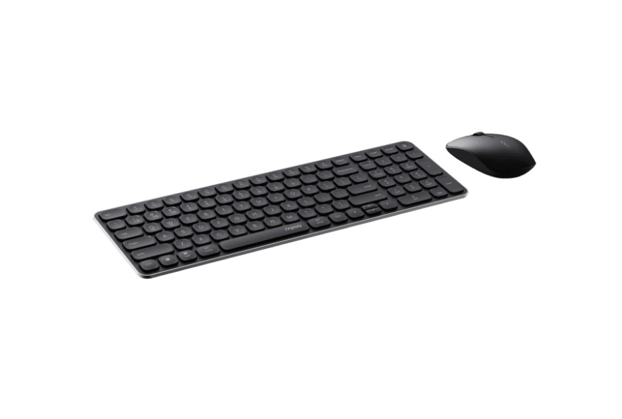 RAPOO 9320M Bluetooth 4.0, 5.0 + 2.4G  Wireless Multi-mode Keyboard Mouse Combo, Aluminium Base, 2400 DPI, 10M Range, Compact Black Retail Pack