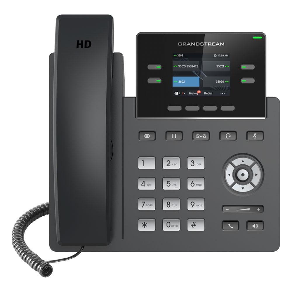 Grandstream GRP2612G Carrier Grade 4 Lines, 4 SIP Accounts, 5-way audio conference,  2.4 inch Color LCD (320x240), HD Audio