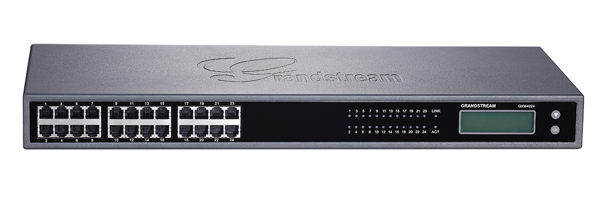 Grandstream GXW4224V2 24 FXS, 1 GigE, GDMS Compatible, Supports simultaneous 3-way voice conferencing per port, TLS and SRTP security with AES