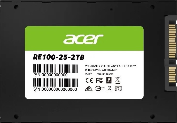 ACER RE100-2TB SSD 2.5 SATA  lll Writing Speed 503 MB/s Reading Speed 558 MB/s BL.9BWWA.110 -5 Year Warranty